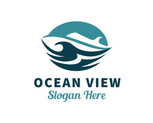 Ocean Cruise Ship Waves logo design