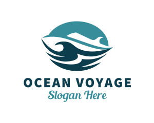 Ocean Cruise Ship Waves logo design