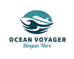 Ocean Cruise Ship Waves logo design