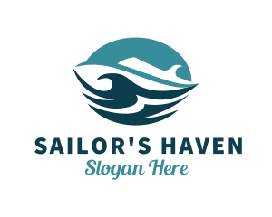 Ocean Cruise Ship Waves logo design