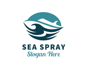 Ocean Cruise Ship Waves logo design