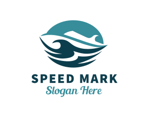 Ocean Cruise Ship Waves logo design