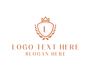 Wreath - Royal Crown Shield logo design