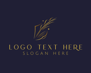 Gold - Quill Feather Writing logo design