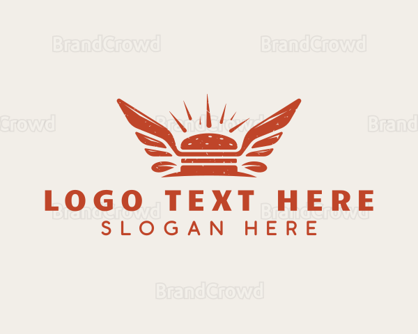 Hipster Hamburger Wings Logo