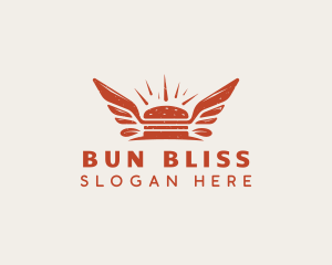 Bun - Hipster Hamburger Wings logo design