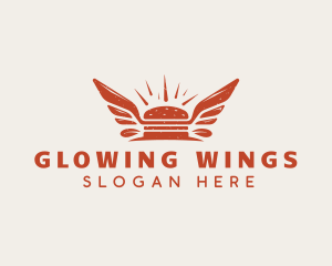 Hipster Hamburger Wings logo design