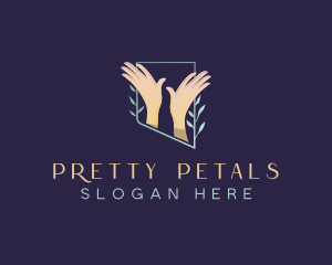 Leaf Floral Hands logo design