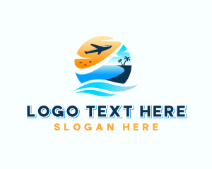 Rental - Airplane Travel Beach Wave logo design