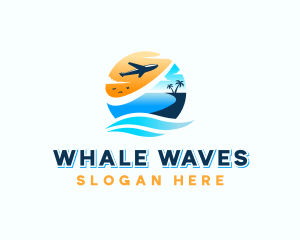 Airplane Travel Beach Wave logo design