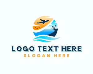 Summer - Airplane Travel Beach Wave logo design