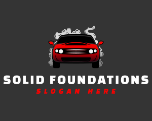 Road Trip - Smoking Race Car logo design
