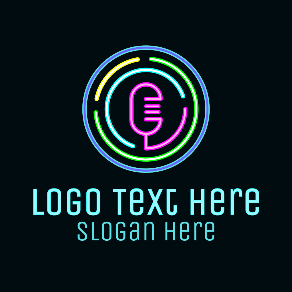 Glowing Neon Microphone Logo | BrandCrowd Logo Maker