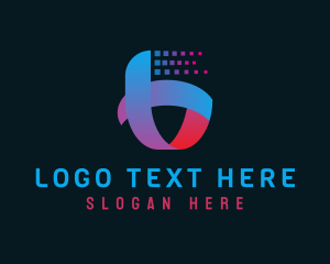 Application - Blue Letter B Pixel logo design