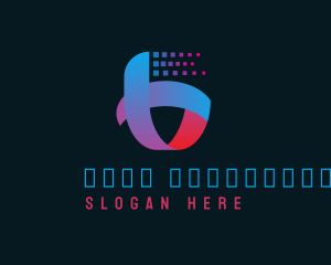 Online - Blue Letter B Pixel logo design