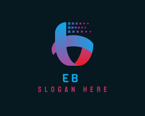 Internet - Blue Letter B Pixel logo design