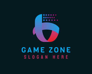 Online Gamer - Blue Letter B Pixel logo design