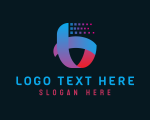 Data Technology - Blue Letter B Pixel logo design