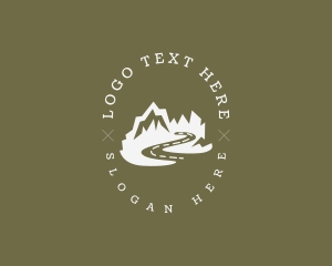 Pine Tree - Hipster Rural Mountain Road logo design