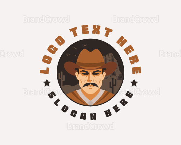 Western Cowboy Moustache Logo