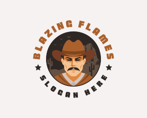 Western Cowboy Moustache Logo