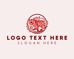 Tiger Floral Zodiac Logo