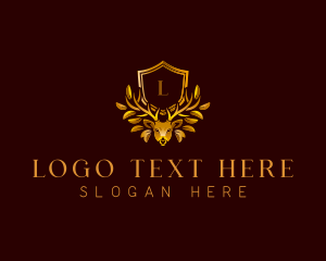 Gold - Deer Antler Crest logo design