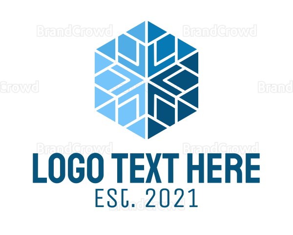 Blue Hexagon Snowflake Logo