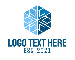 Holiday - Blue Hexagon Snowflake logo design
