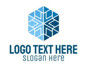 Blue Hexagon Snowflake  Logo