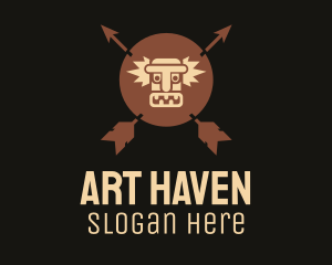 Brown Aztec Hunter Badge logo design