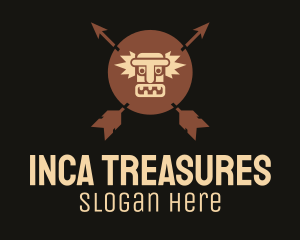 Brown Aztec Hunter Badge logo design