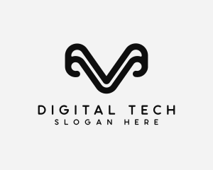 Digital - Modern Digital Curve logo design