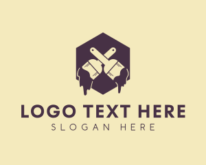 Painting - Brush Paint Hexagon logo design