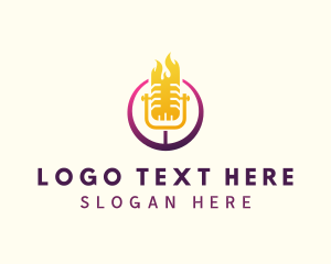 Podcast - Flaming Mic Radio logo design