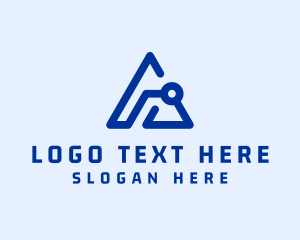Circuitry - Blue Tech Letter A logo design