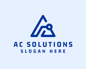 Blue Tech Letter A logo design