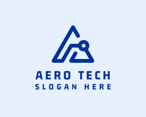 Blue Tech Letter A logo design