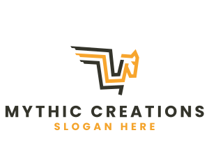 Mythic - Fast Pegasus Letter V logo design