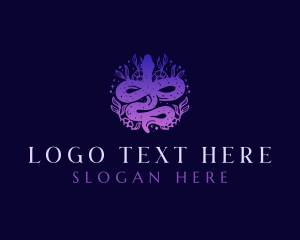 Slithering - Floral Venom Snake logo design