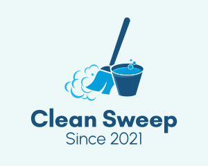 Custodian - Broom Cleaning Basin logo design