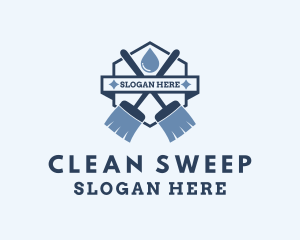 Sweeping Cleaning Droplet logo design