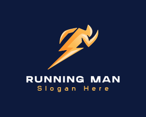 Running Lightning Human logo design