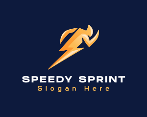 Sprint - Running Lightning Human logo design