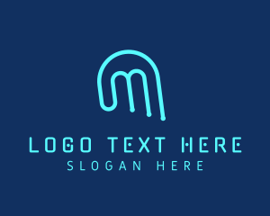 High Tech - Circuit Letter M logo design