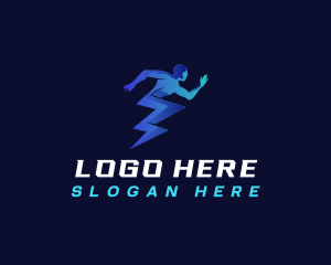 Man - Human Runner Lightning logo design