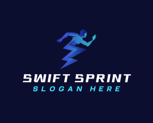 Human Runner Lightning logo design