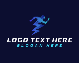 Fast - Human Runner Lightning logo design