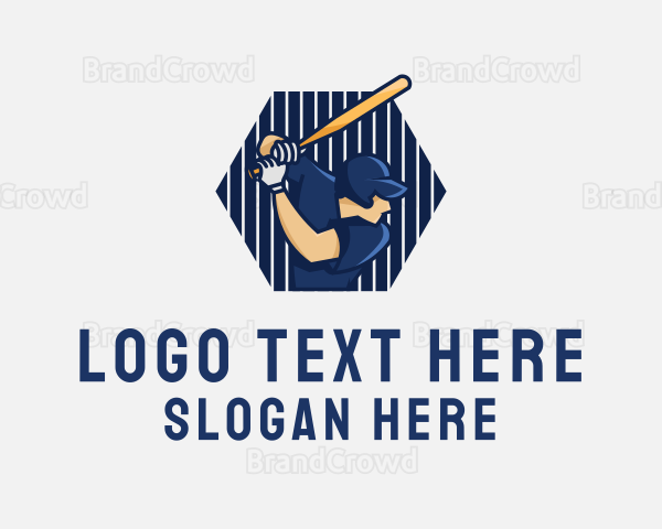 Baseball Bat Player Logo