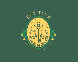 Garden Key Wreath logo design